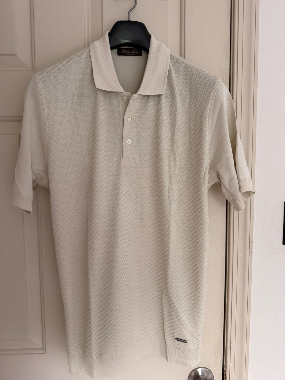 Loro Piana Cream Short-Sleeve Polo